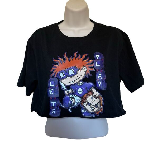 Chuckie Finster Rugrats and Chucky Let’s Play Halloween Horror Whimsy Crop Top - Picture 1 of 8